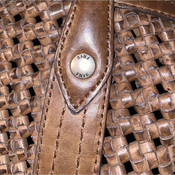 Frye Melissa Woven Shopper Tote Dark Brown Leather NO WALLET - Picture 8 of 10